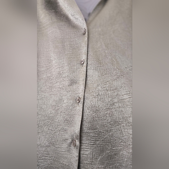 Apparenza Silk Short Sleeve Blouse Olive Green EUC 1X - Picture 3 of 6